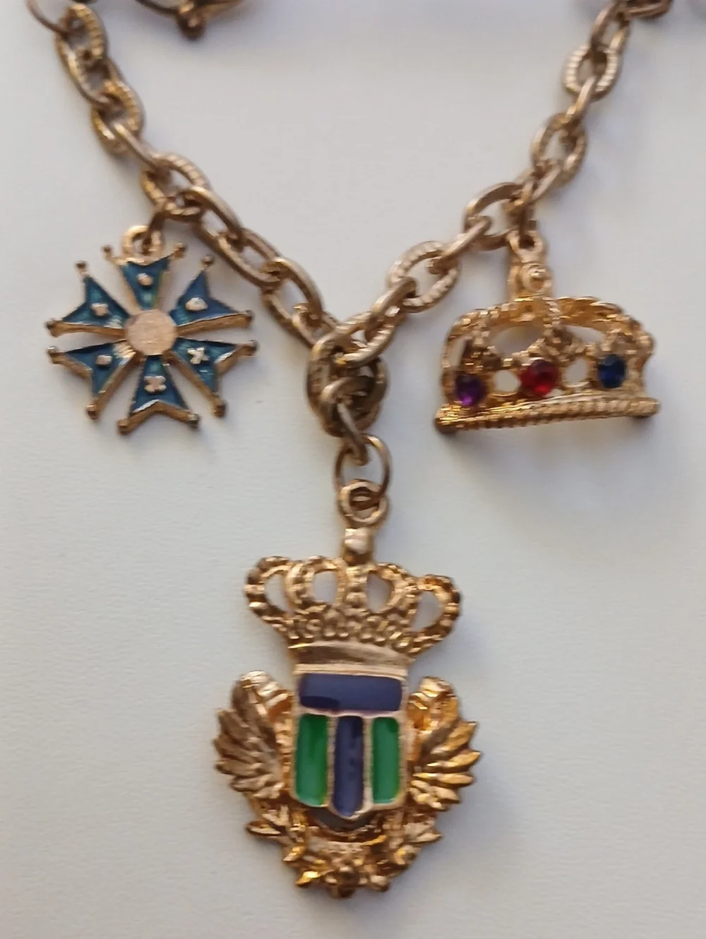 Royal Key Chatenairne Brooch Dangle Charms with Crown & Enamel Shields